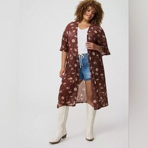 NWT 3X Torrid Mesh Ruffle Sleeve Kimono